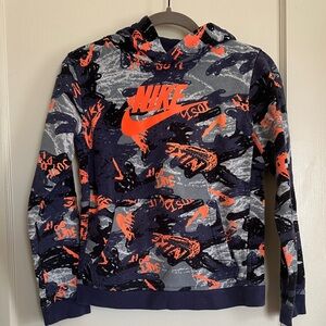 Nike Gray and Orange Graphic Hoodie